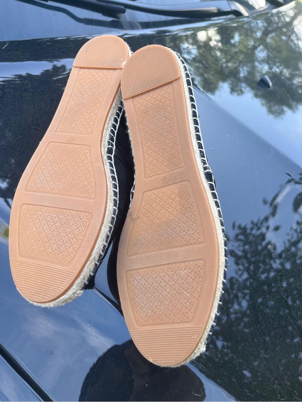 Tory Burch Suede Double T Cutout Espadrille Loafers black suede 9.5 - Picture 3 of 3